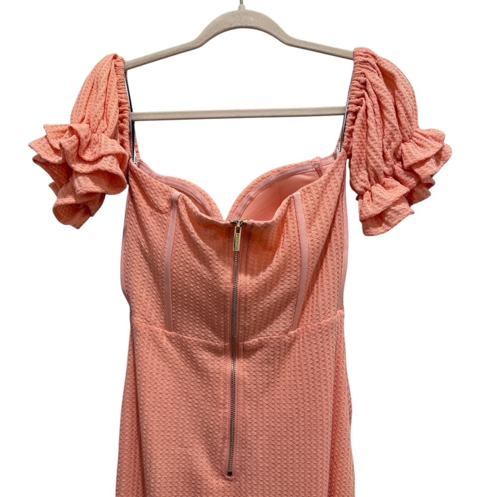 Miss Circle New York Corset Bodycon Midi Dress Cocktail Wedding Salmon Peach L - Picture 11 of 16